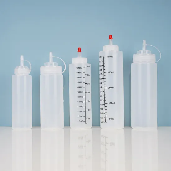 Plastic Commercial Salad Honey Oil Sauce Squeeze Bottle with Multi Nozzle