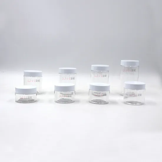 47mm Transparent Pet Plastic Jar with White Lid for Candy Food 