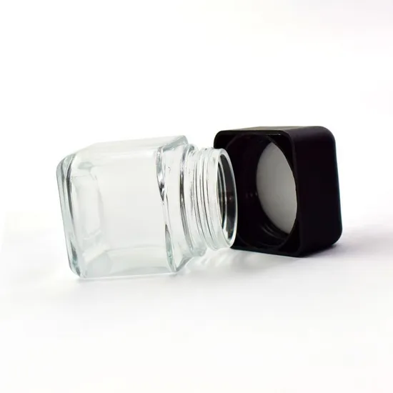 New 120ml 2oz 3oz 4oz Glass Spice Jars/Bottles 4oz Empty Square Spice Containers Glass Jar with Child Resistant Lids and Airtight Smell Proof Caps 